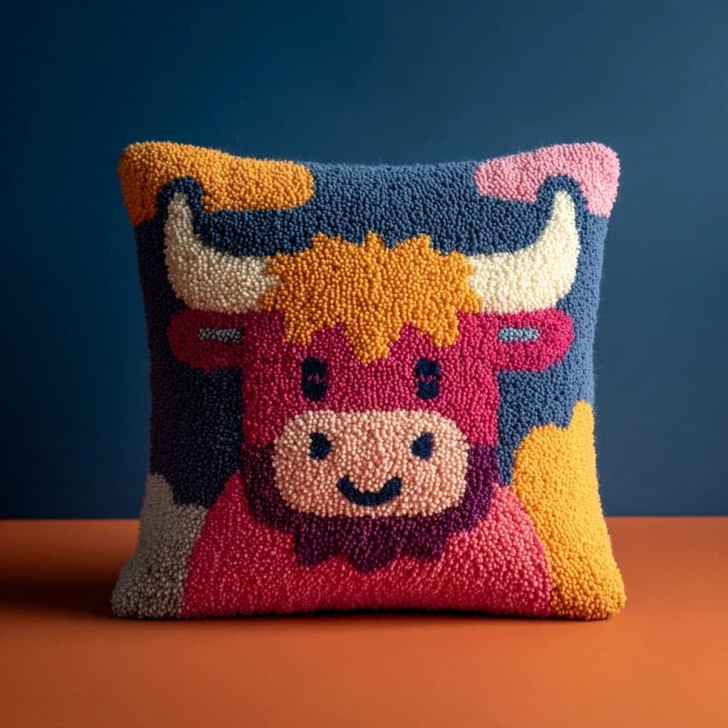 Axiangzik Highland Cattle Latch Hook Pillow Kits 17X17in,