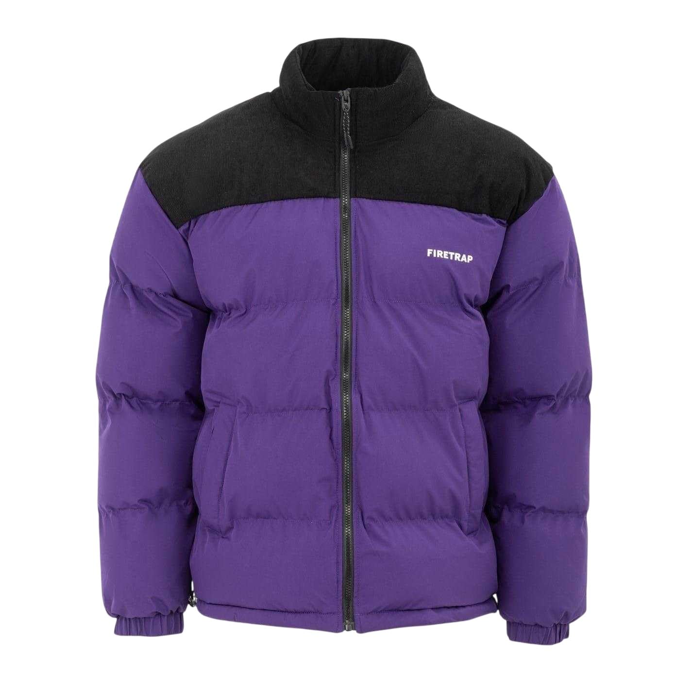 Firetrap Mens Puffer Jacket Long Sleeve Purple XXL