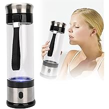 Hydrogen Water Bottle Generator, DC 5V/1A Hydrogen Rich Water Bottle Portable Rechargeable Hydrogen Water Ionizer Hydrogen-Rich Water Bottle Glass for Home, Travel, Office w/Hydrogen Suction Tube
