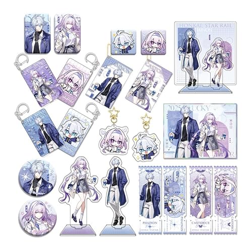 崩壊：スターレイル コラボグッズ 福袋 セット キャストリス ファイノン ゲーム周辺 中国限定 アクリルスタンド キーホルダー 缶バッジ 色紙 クリアカード コレクション 非公式 (キャストリス6点セット) [並行輸入品]