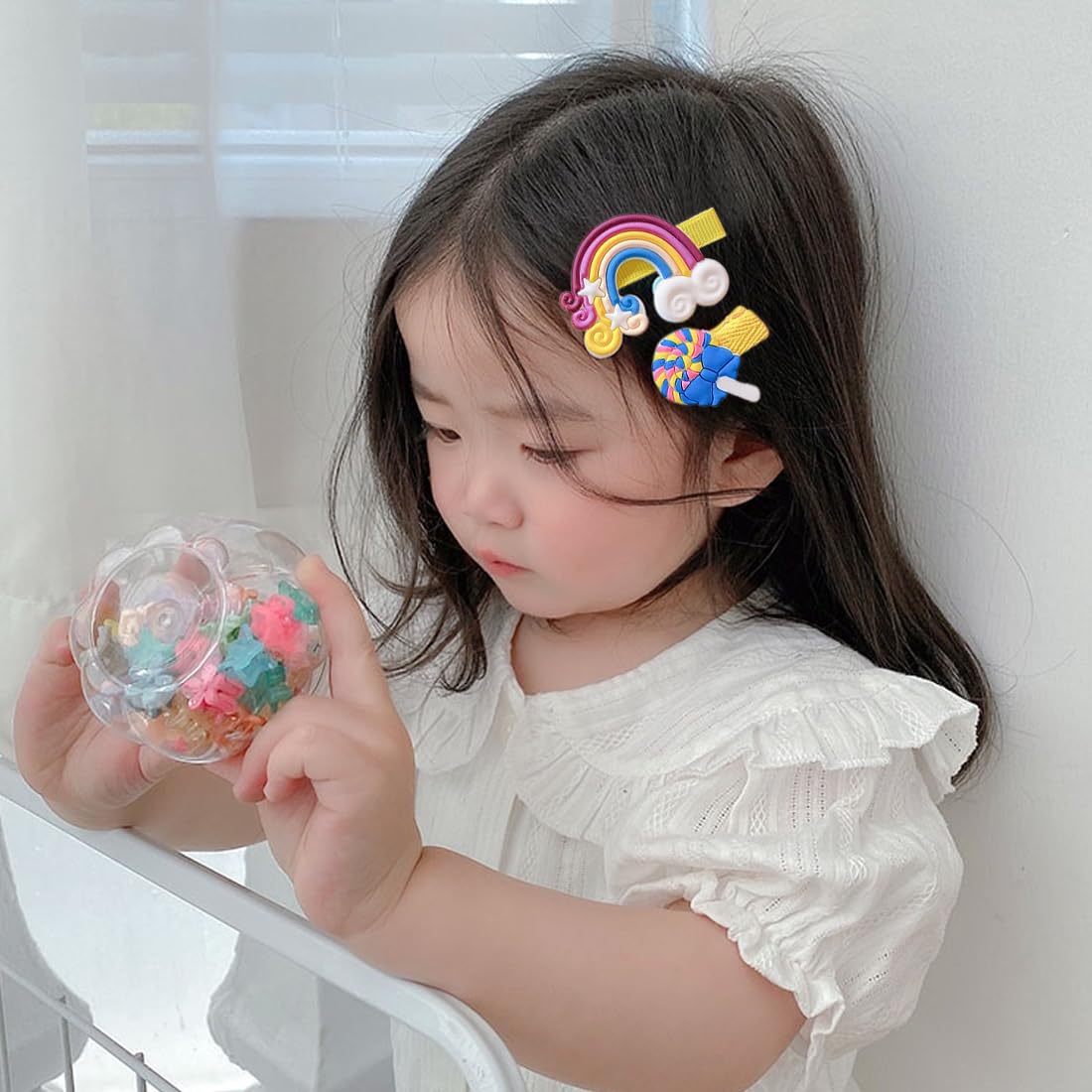 Larrel 50 Fermagli Mini Colorati Per Capelli: Perline Acriliche Per Treccine E Code Di Cavallo - Accessori Simpatici Per Bambine E Ragazze