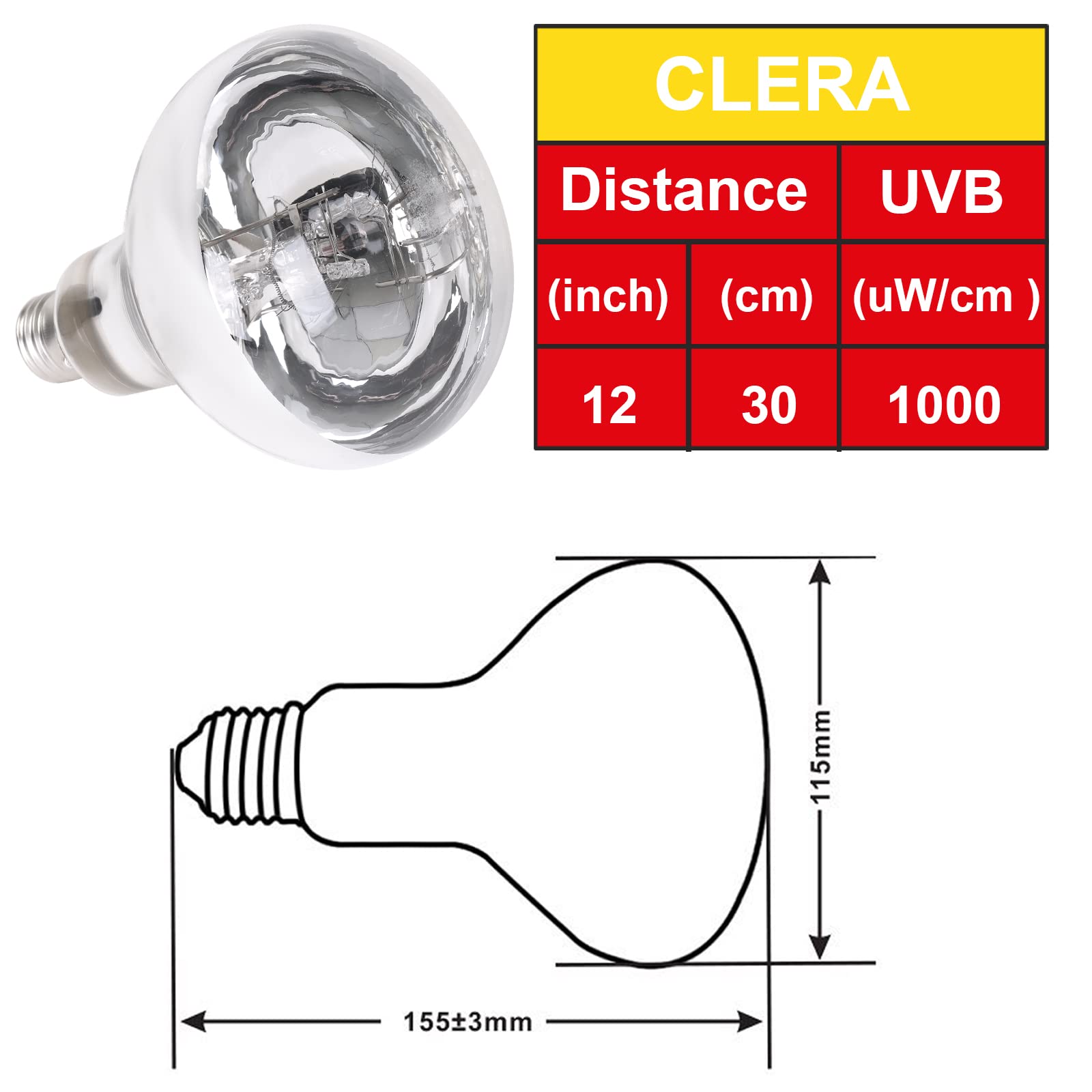 Aiicioo UVB Reptile Light 80W - UVB Light Bulb for Reptile Mercucry Vapor Bulb Heat Basking Lamp Bulb Full Spectrum UVA UVB All in One Sun Lamp for Bearded Dragon Lizard Turtle - image 2