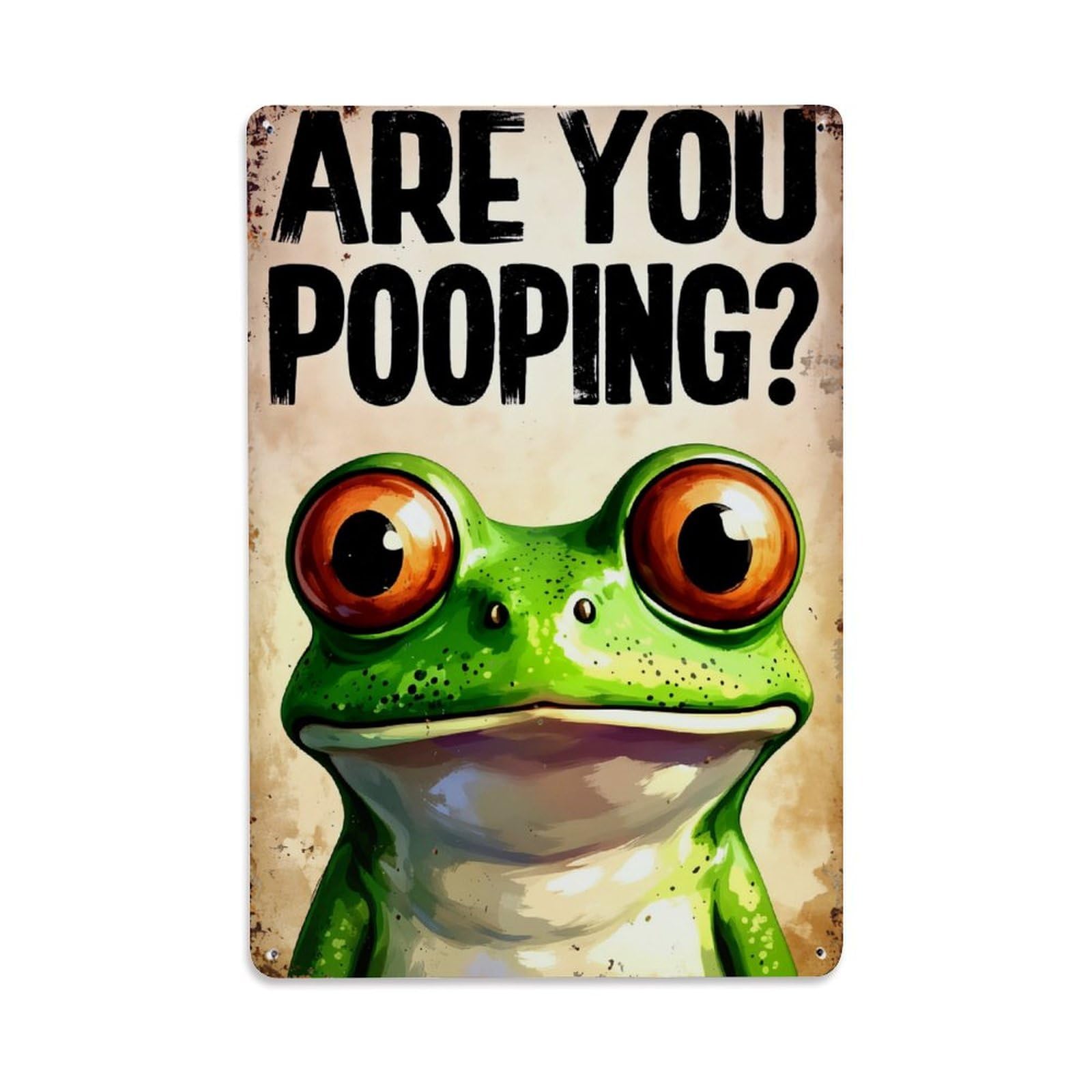 Frog Face With Big Eyes Retro Metal Tin Sign, Vintage Decor Art Poster for Bar, Home, Man Cave, Kitchen, Laundry Room Gift 8x12Inch