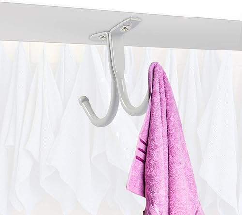 Miniatura 4 de Picowe Juego de 6 ganchos de techo de doble clavija debajo del estante, ganchos para abrigos, toallas de baño, dormitorio, gancho para colgar gorra