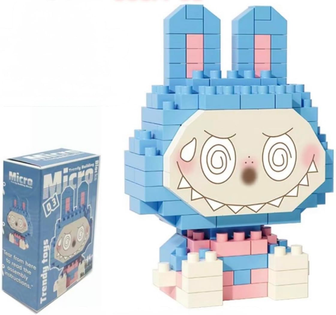 Blind Box Micro Building Blocks Bunny Character Construction Set, 154 Pieces, Ages 14+, Multi-Color Mini Blocks