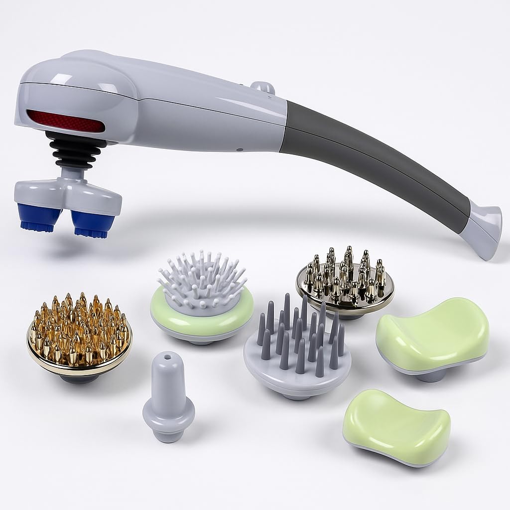 618rssdqFfL SL1024 Dealsure Full Body Massager for Pain Relief | Magic Corded Electric Massager for Men & Women| Directly Plug-in Body Massage Machine with 7 Heads, Good for Neck, Back, Legs (Grey) - MSDeals