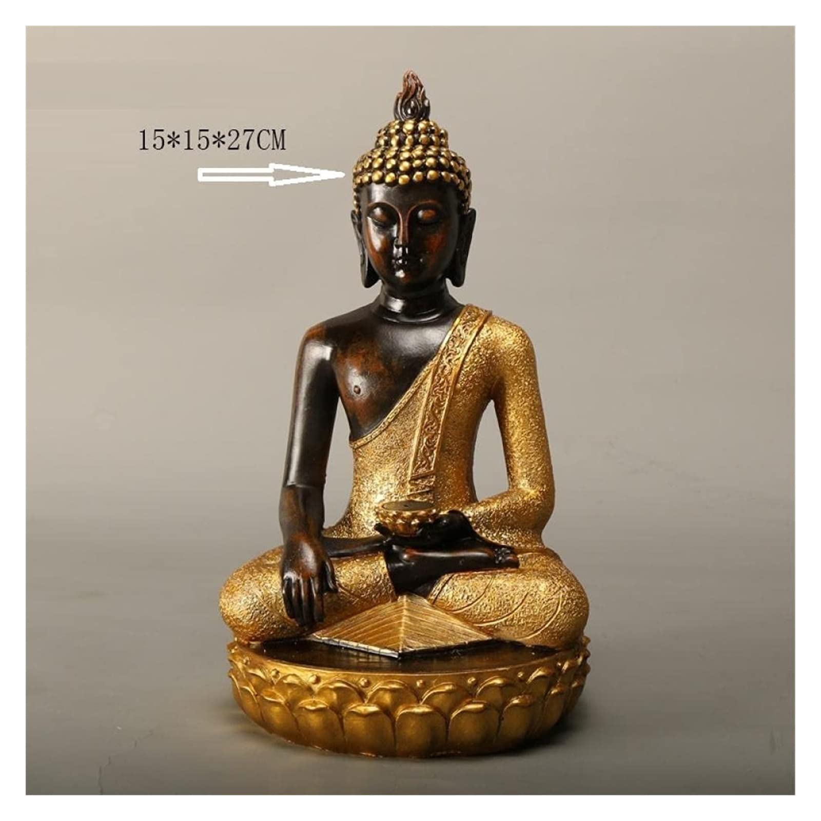 RLKHXBS Adorno de jardín de Mesa Zen Resina Buda Decoración de Oro Tathagata Buddha Entrada de la Suerte Tathagata Buddha