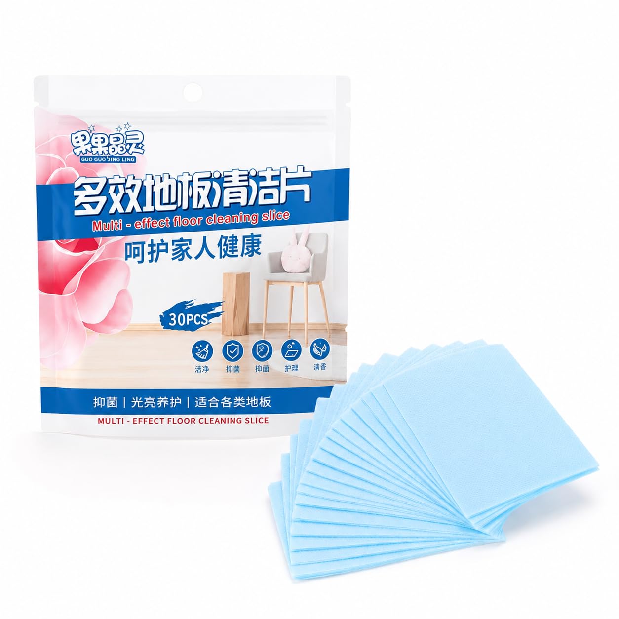 Floor Cleaning Slices, Water Soluble Concentrated Cleaner Sheets for Tiles, Wood, Glass & Walls, Multi-Surface Deep Cleaning Mop Wipes, Pack of 30 Slices-image-47