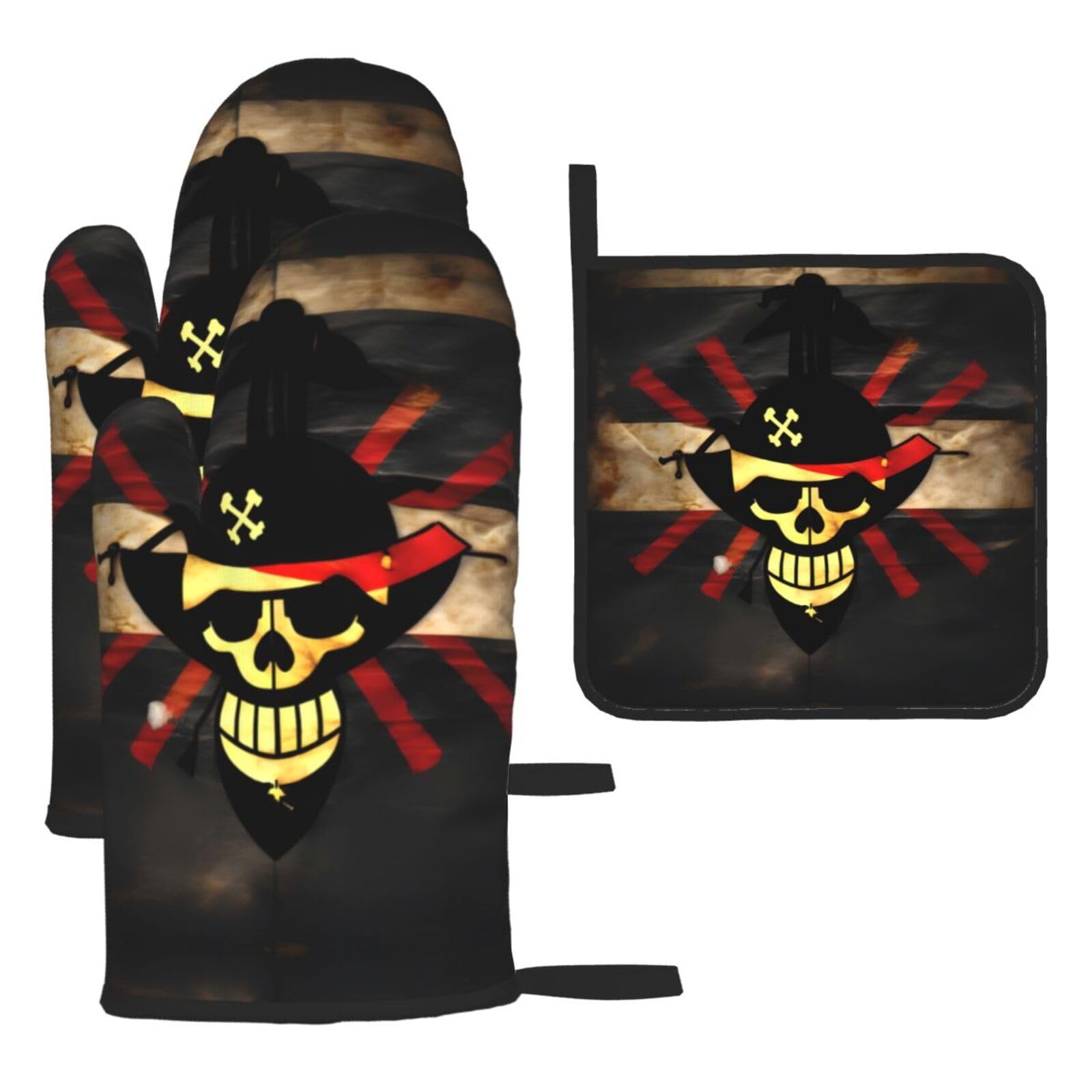 Pirate Flag Christmas Oven Mitts,Cute Cooking Glove,Heat Resistant,Oven Mitts Gift for Mom,Housewarming