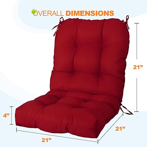 Miniatura 3 de EAGLE PEAK Juego de 1 cojines copetudos para asiento de exteriorinterior, 42 x 21 pulgadas, rojo