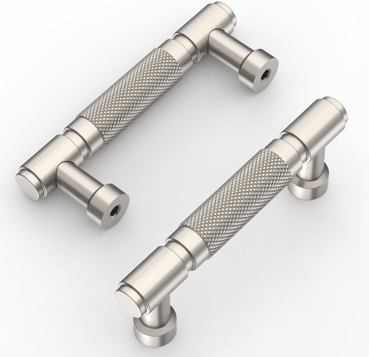 10 Pack 3 Inch(76mm) Cabinet Pull Brushed Satin Nickel knurled Kitchen Cabinets Handles Black Cabinet Hardware for Cupboard Square Kitchen Pulls for Cabinets Drawer Handles