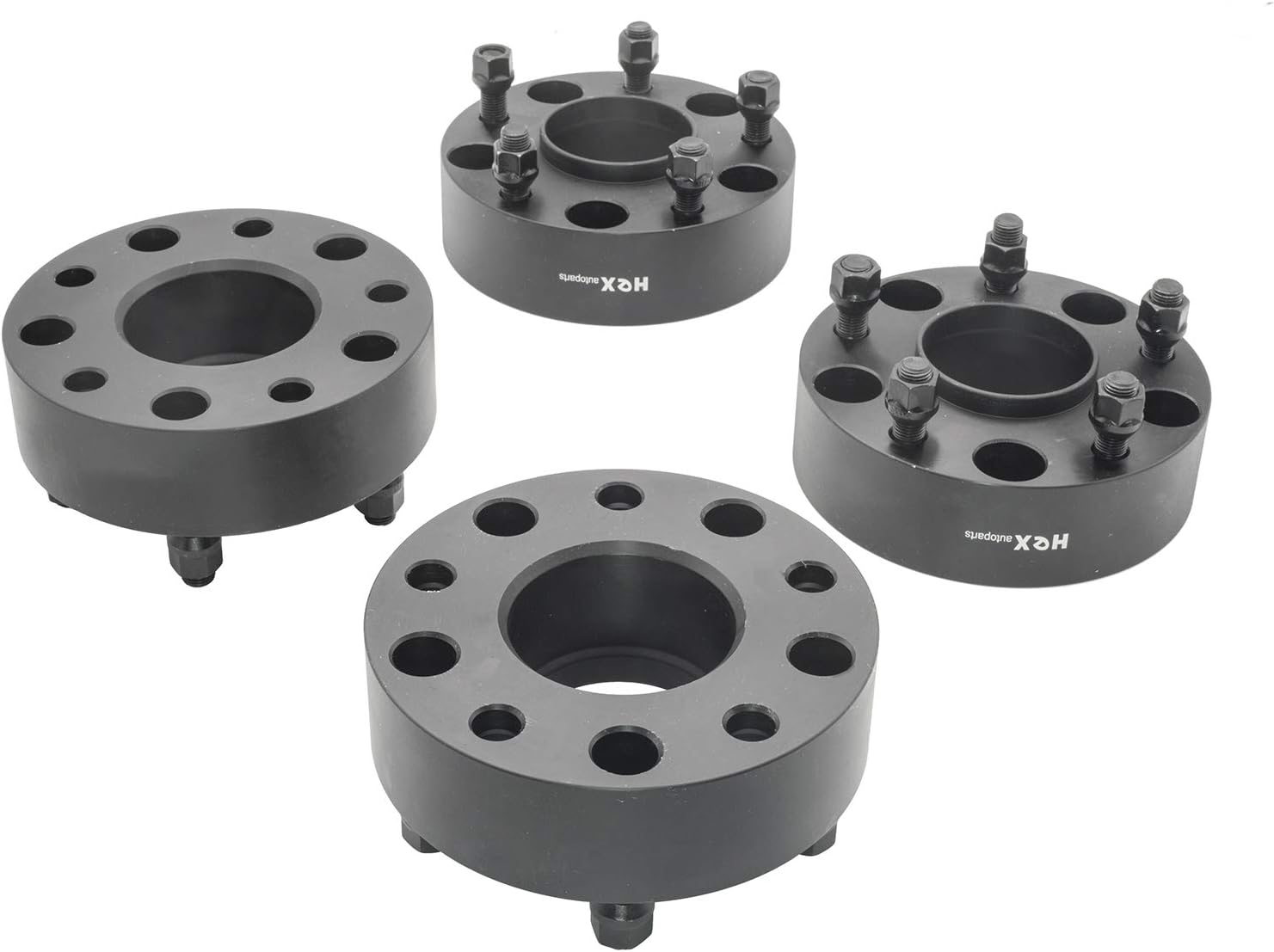 Hex Autoparts 2" 5x5.5 to 5x5.5 Hubcentric Wheel Spacers Adapters 9/16 Studs compatible with Dodge Ram 1500 2002-2010, Durango 2004-2009, Dakota 2005-2010, Raider Chrysler Aspen 2007-2009 (Silver)