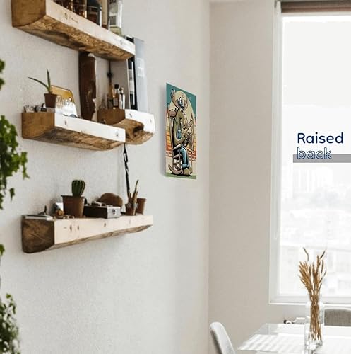 Miniatura 5 de 3dRose, Funny Cute Moose at Mountain Cabin Whittling Wolf Carving Vintage, 10x10 Wall Clock