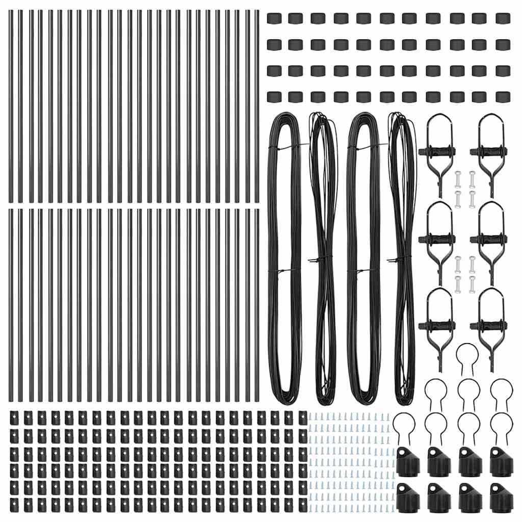 Postes de valla de hormigón de acero pulverizado en color gris, juego de 52 unidades, diámetro de 3,2 cm x 120 cm, para valla de jardín, con soporte de alambre para fijación estable