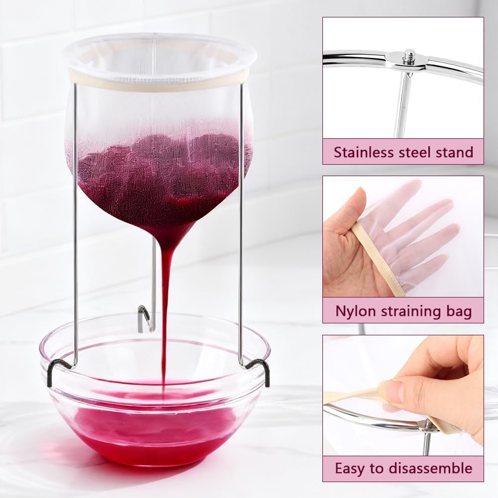 Stable Jelly Strainer Stand with 3 Strainer Bags And 1roll Adhesive Tape