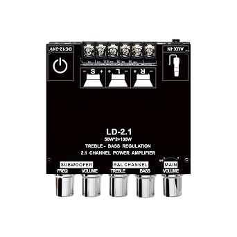 Wireless Amplifier Board | Voice Receiver Module - 2.1 Channel Bluet00th Digital Amplifier Board Module Treble and Bass, Subwoofer, High Output Amplifier