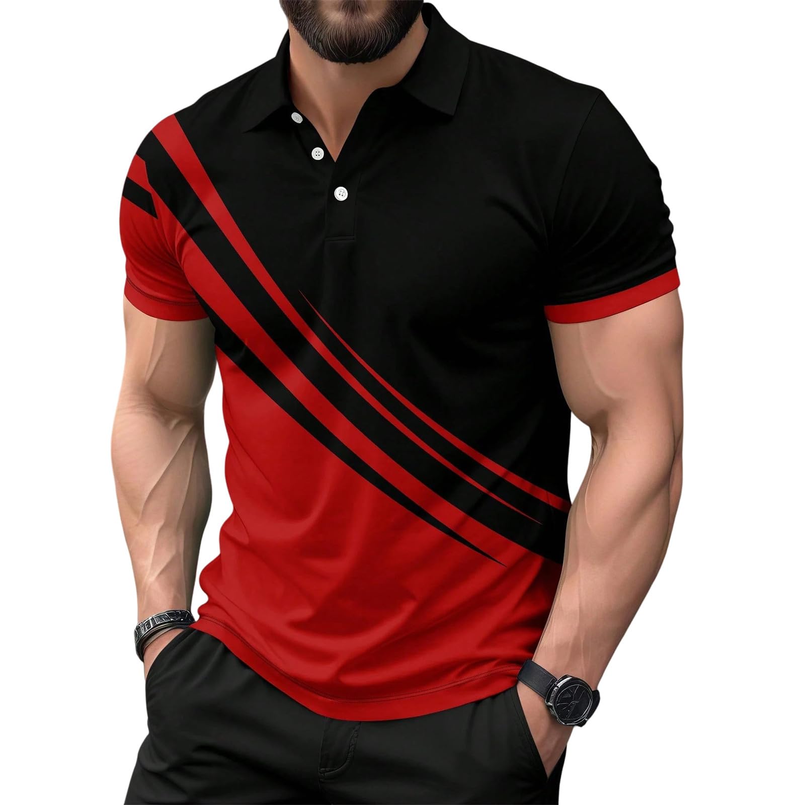 Polo Hombre Manga con Bolsillo en el Pecho Golf Polo Transpirable de Secado Rápido Poloshirt Deporte Hombre Slim Fit Tshirt Verano Camisa Hombre - 1