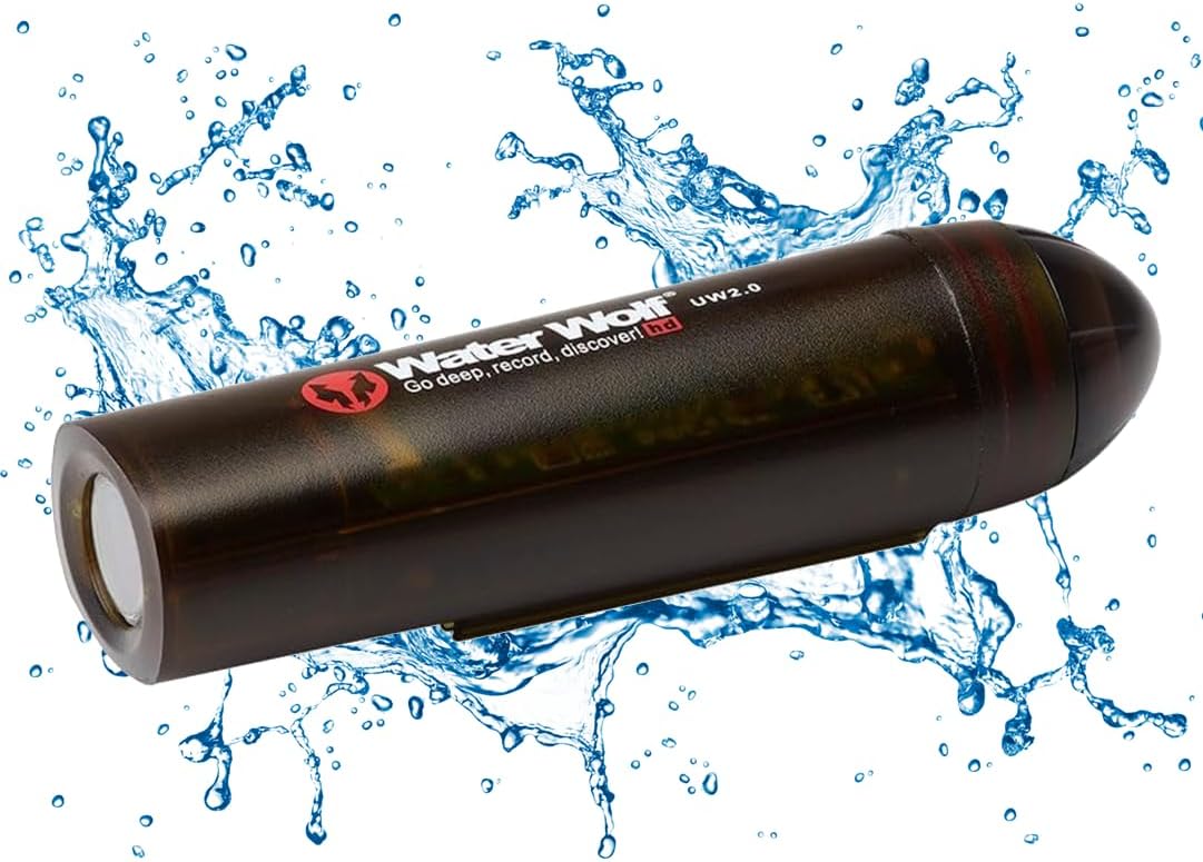Water Wolf 2.0 Underwater Fishing Camera | Full HD 1080p Video Recorder for Casting & Trolling | Waterproof Action Cam for Freshwater & Saltwater Anglers | Fish Strike & Lure Tracking Camera