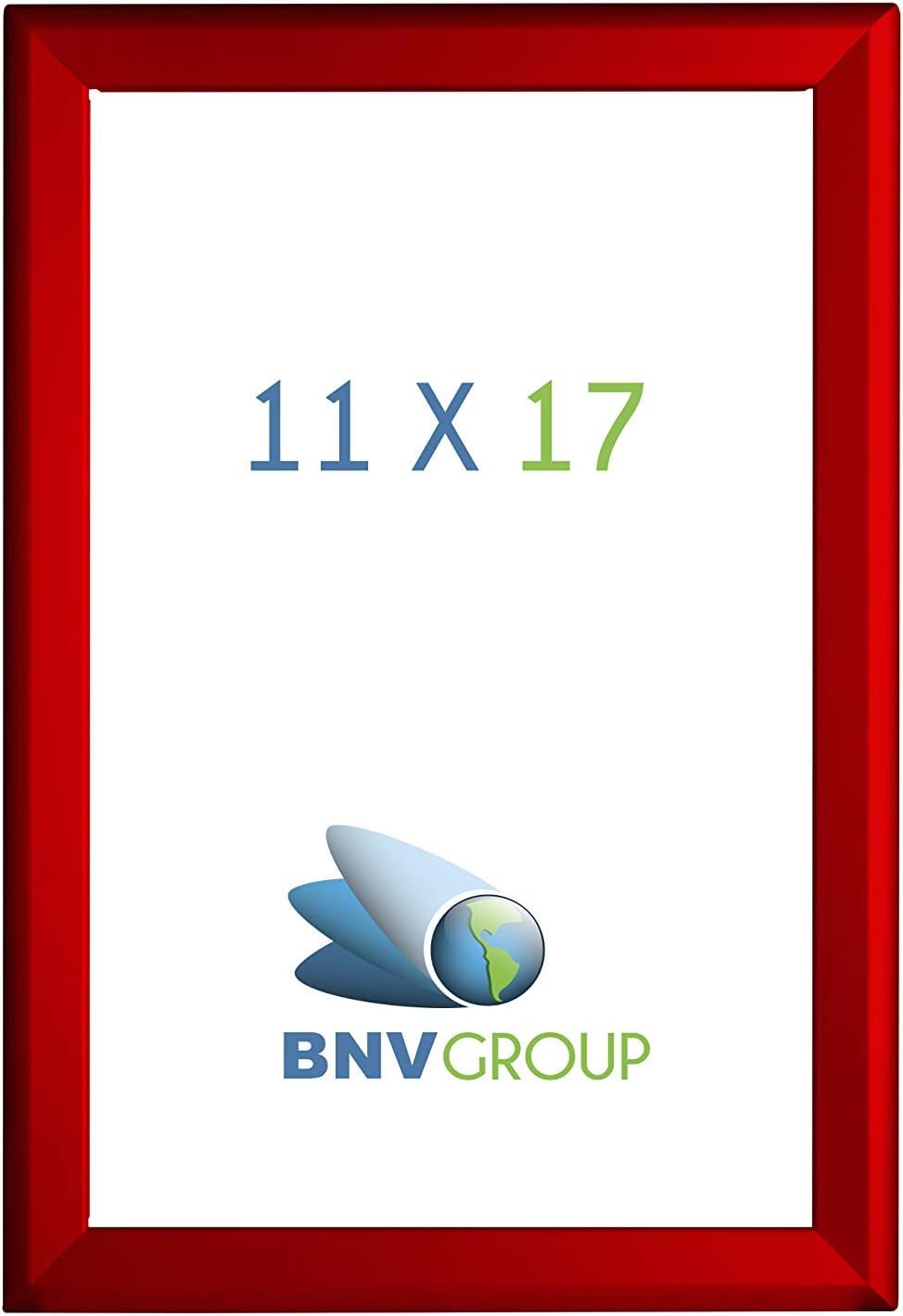 BNV Aluminum Front Load Snap Poster/Picture Frame, Red, 11x17 Inches, 1.25'' Profile, Wall Mounting, Portrait and Landscape Mode, Easy Installation, Anti-Glare, PVC Cover, Lightweight