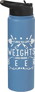Lifting T Shirt -I Like To Lift Weights And Drink Beer Stainless Steel Insulated Water Bottle