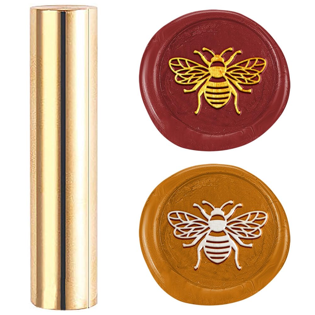 DELORIGIN Mini Brass Wax Seal Stamp Gun Wax Seal Bee 15mm Gold for Wedding Invitations Envelopes Engagement Party Wine Packing Greeting Cards Gift