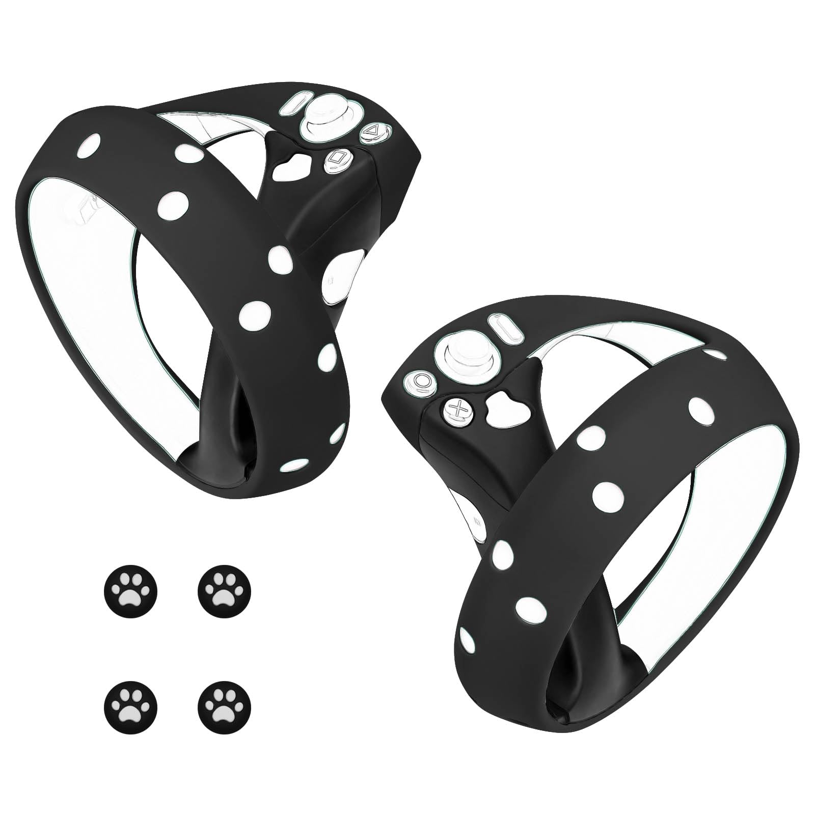 geekria upgraded controller cover compatible with sony ps vr2, anti-fall protective handle sleeve for vr accessories, soft ring hand grips unibody design, touch controller grip cover (black,1pair)