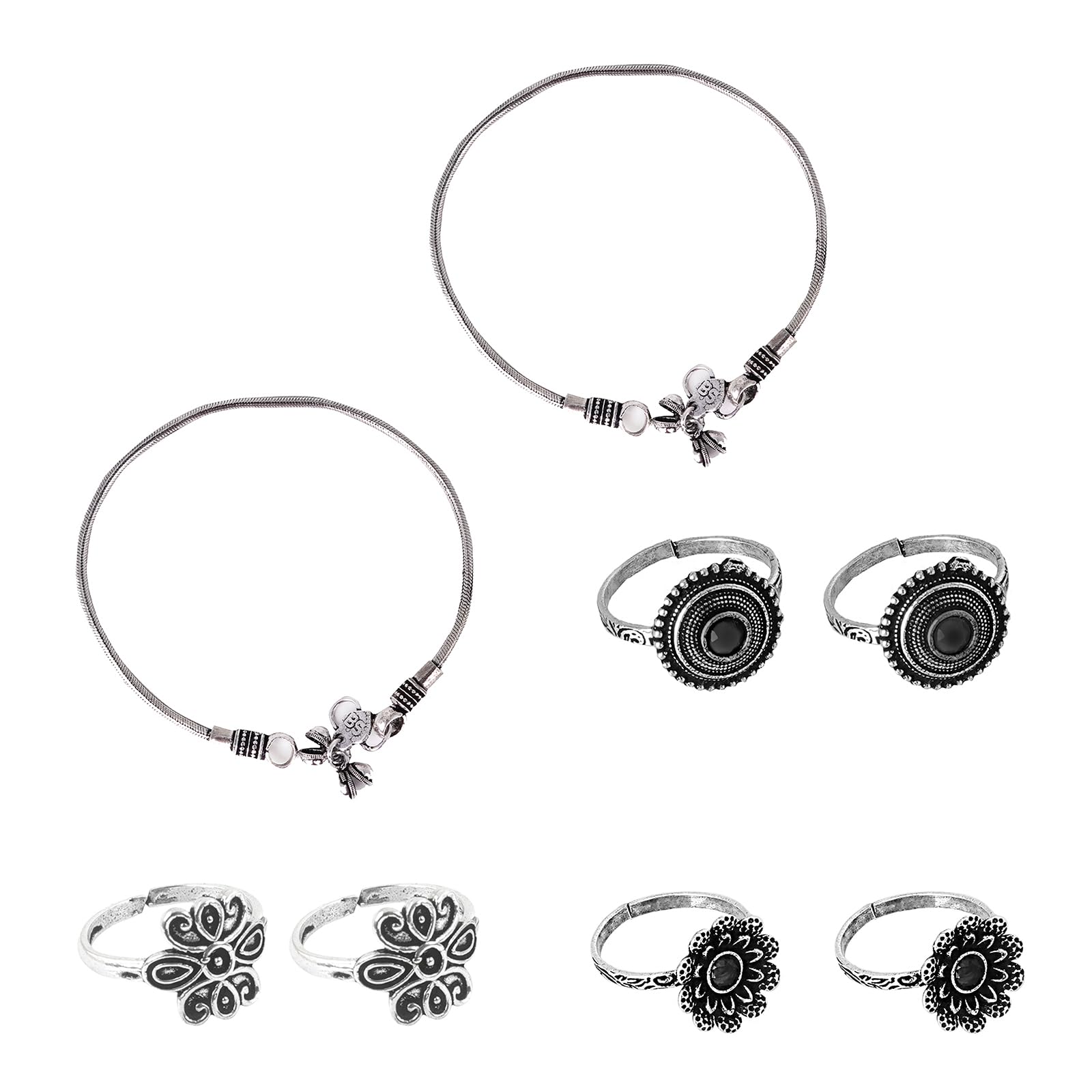 teejh Swarali Set of Anklet and 3 Toe Rings-picture-35