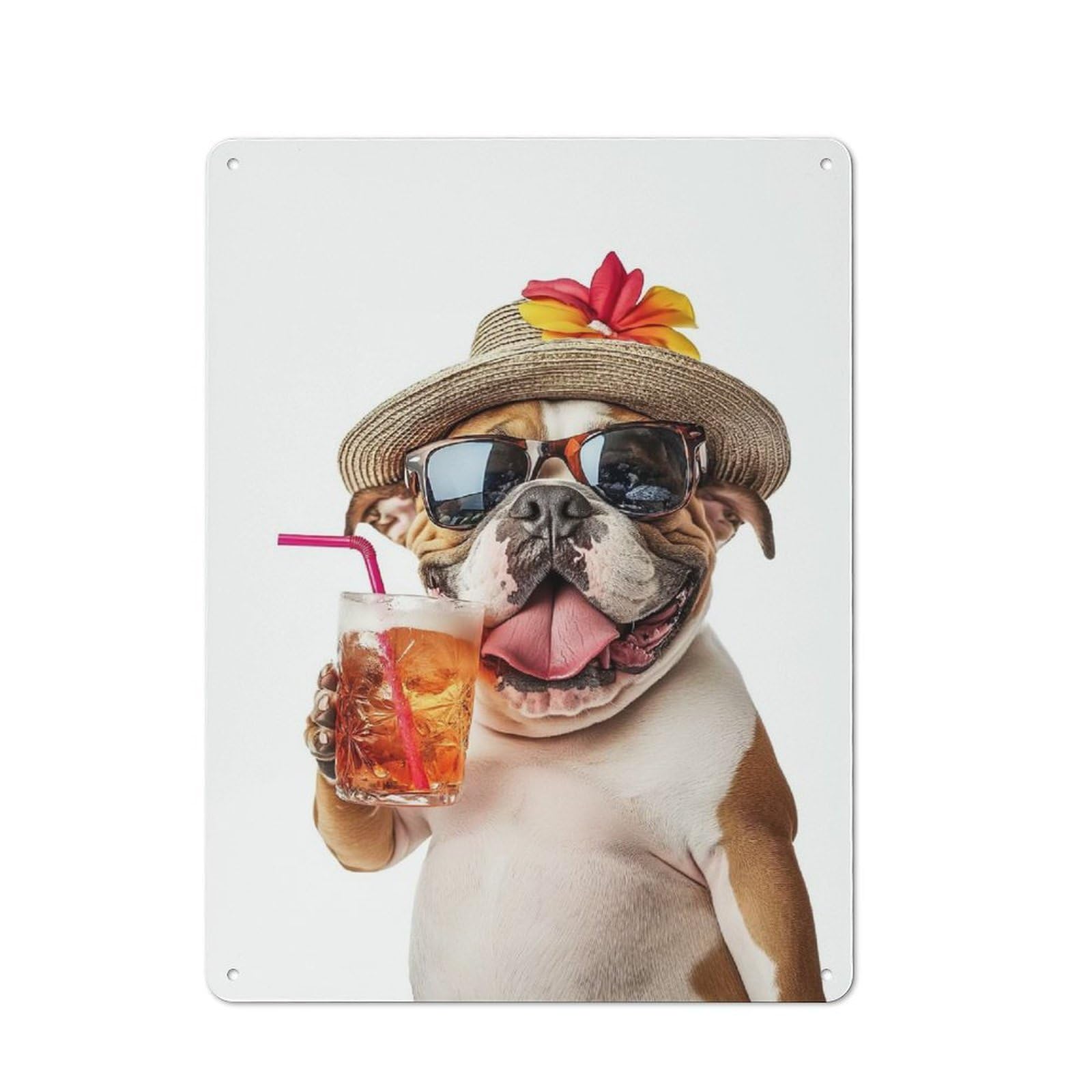 Junmoney English Bulldog Cocktail Shop Front Style Bistro Metal Sign 40X30cm, Cafe Wall Decor For Tea Room, Shop Wall Or Breakfast Area