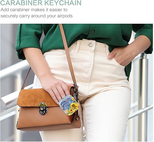 Vista 21 de Cutebricase Funda para Airpods, Paris Tower Airpod Funda protectora rígida para Apple AirPods 2 y 1 con llavero compatible con carga inalámbrica