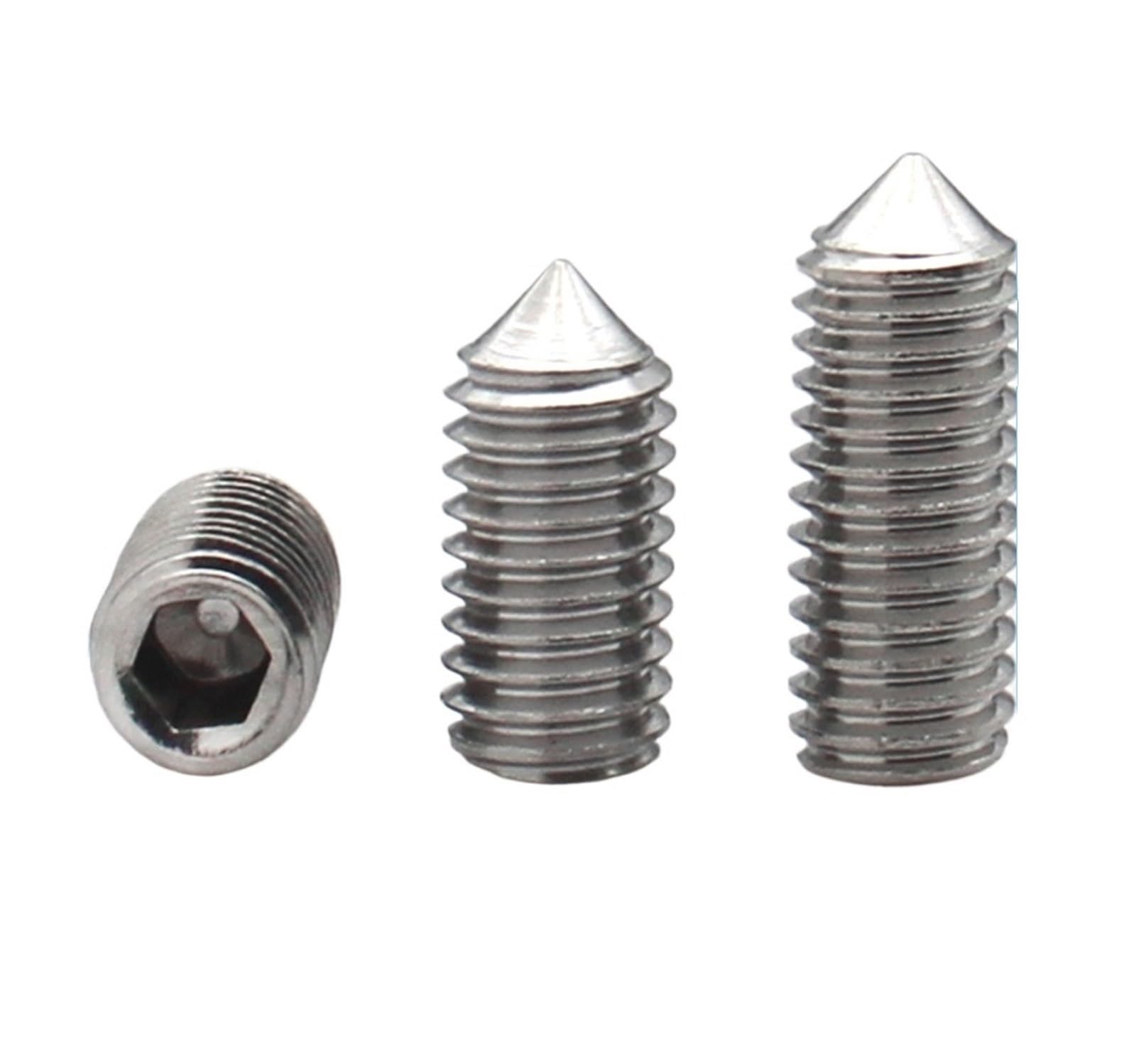 10-20 Piezas M8 M10 M12 304 Punta Cónica De Acero Inoxidable Tornillo Sin Cabeza Tornillos Fijación Hexagonal DIN914 Longitud 5-55mm