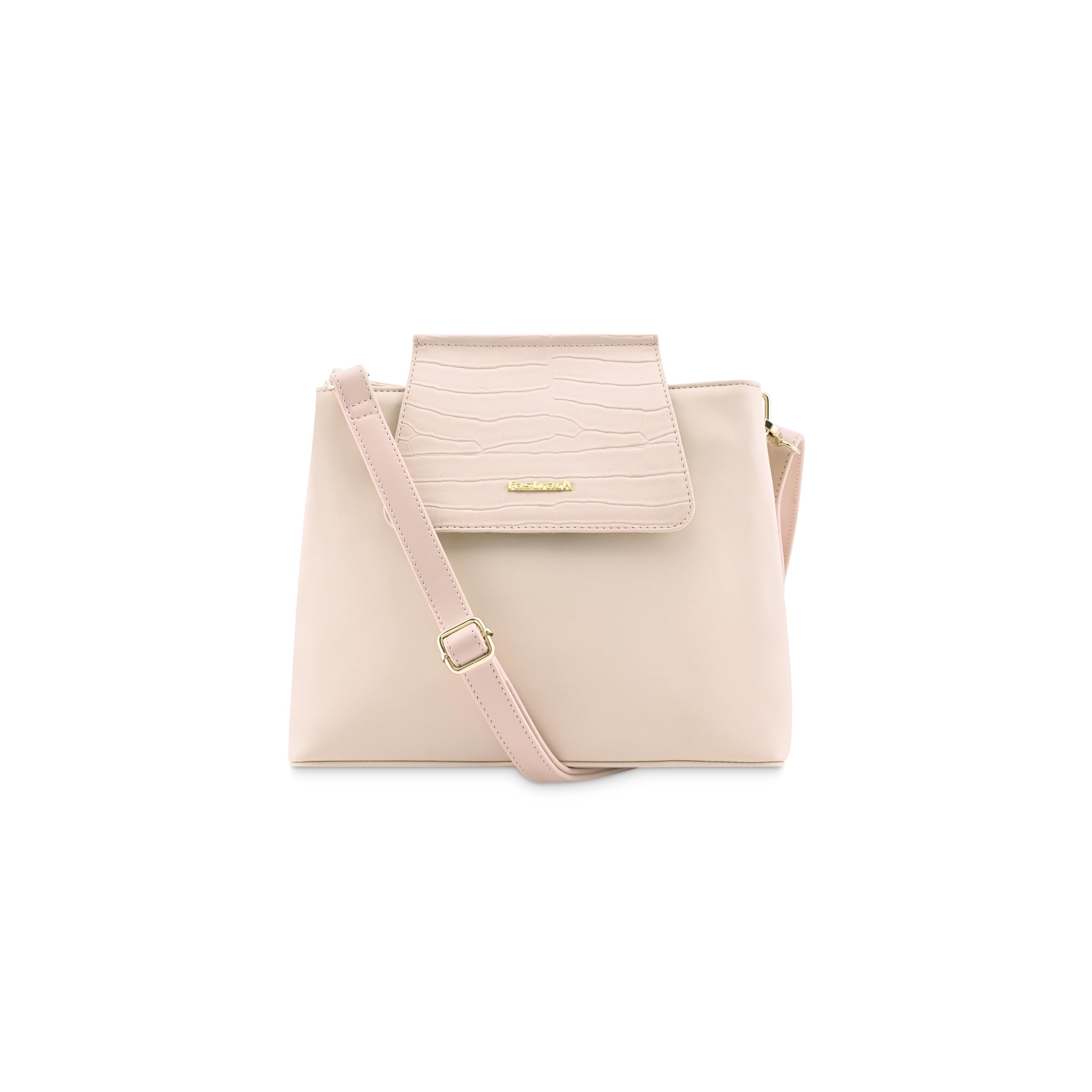 FastrackChic Compact Satchel with Textured Flap | Faux-Leather Women's Handbags | Satchel for Casual Carry