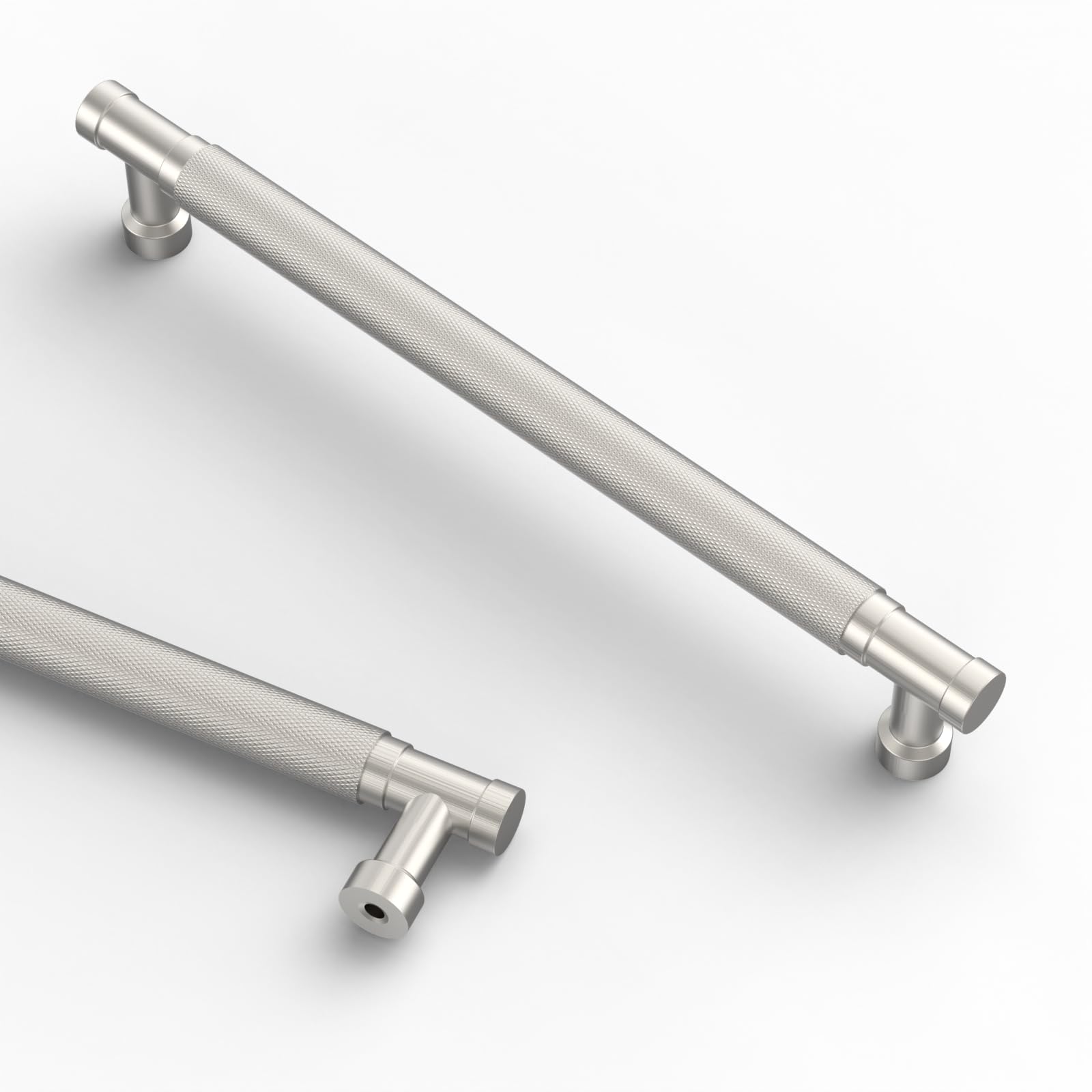 Asidrama Paquete de 10 tiradores de gabinete de níquel satinado cepillado de 7.5 pulgadas (192 mm), manijas moleteadas para gabinetes de cocina, accesorios de gabinete de cocina para tiradores de