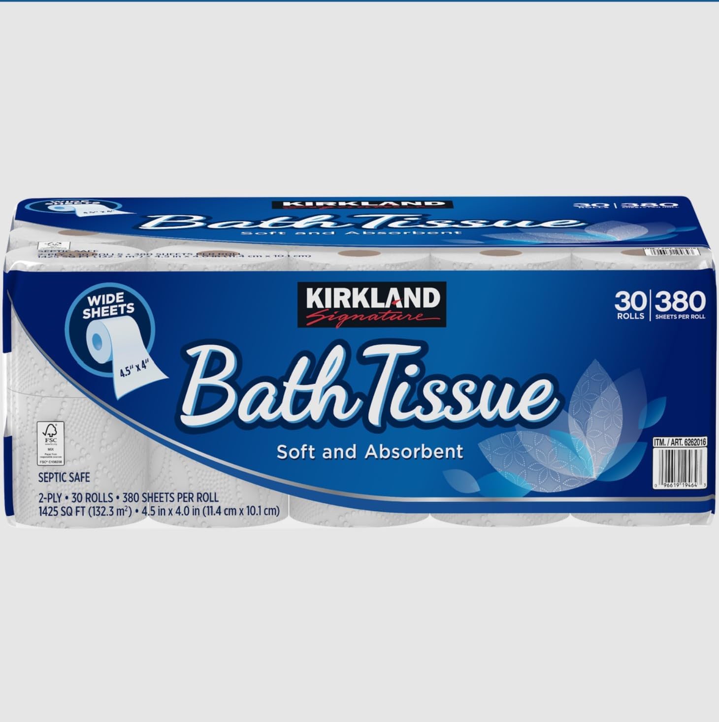 2-Ply Ultra Plus Toilet Paper/Bath Tissue, Septic Safe, FSC Certified, Unscented, 380 Sheets per Roll 4.5" x 4", 30 Individual Rolls