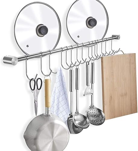 Miniatura 1 de Bastidores de montaje en pared para ollas y sartenes, juego de utensilios de cocina y organización de almacenamiento, 21.5, 31.5, 39.9 pulgadas,