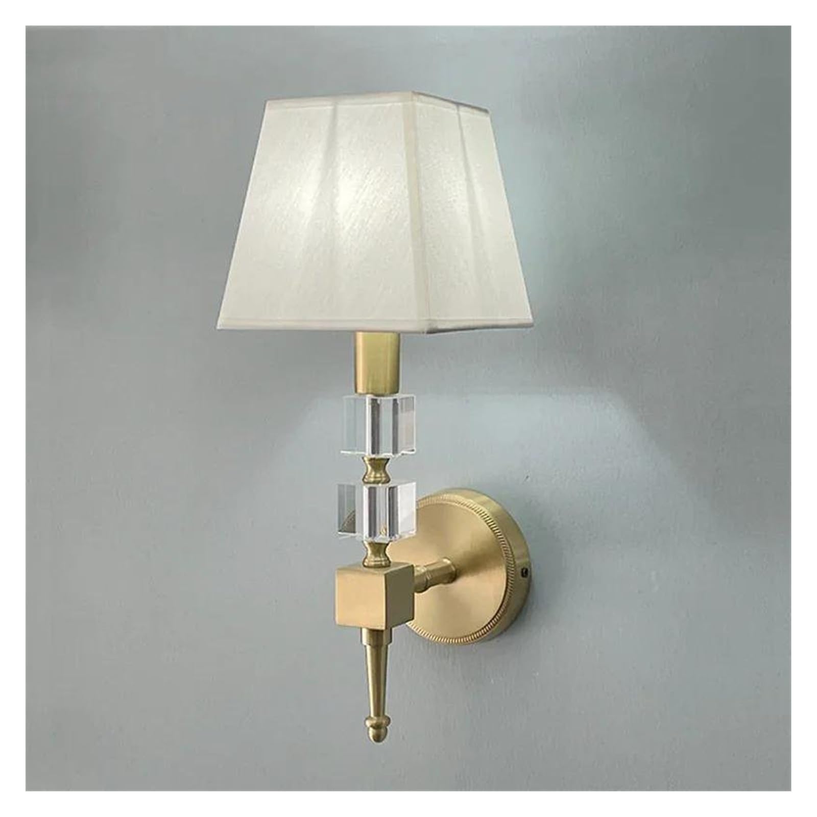 ZTCHSENZT Wall Sconces, Simple Copper Crystal Wall Lamp Bedroom Bedside Living Room Background Aisle Creative Fabric French Light