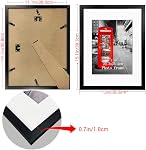 11x14 Ensemble de cadres d'images 9, Cadres noirs pour les photos 8x10 avec Mat 11x14 Sans tapis, haut de table et décoration murale
