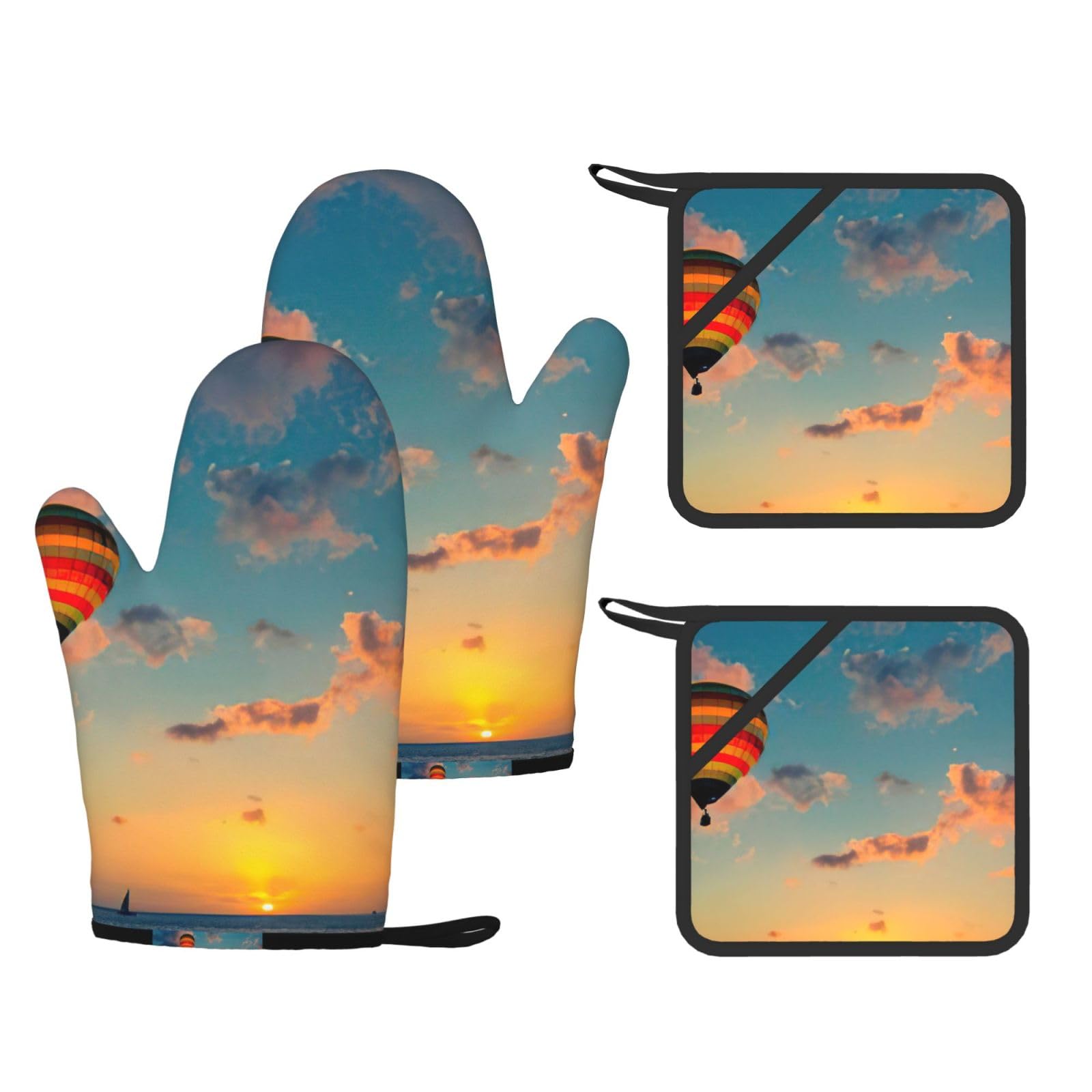 Gants de cuisine contre les brûlures, kit maniques coucher de soleil