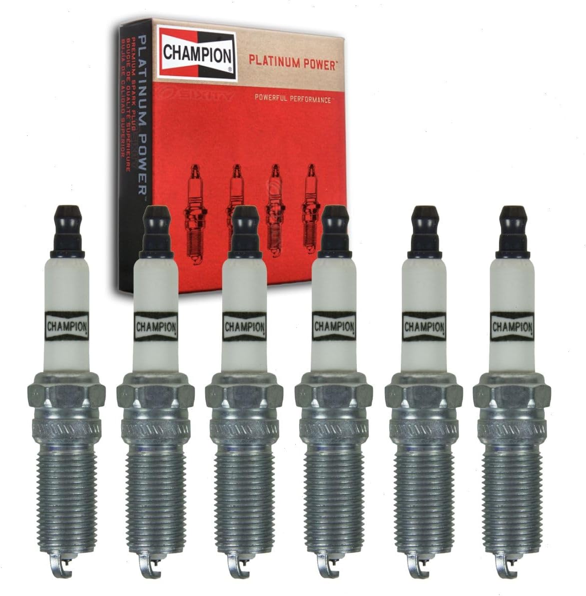 6 pc Champion Platinum Spark Plugs compatible with Ford Mustang 3.7L V6 2011-2017