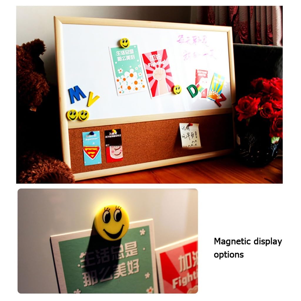 Magnetyczna tablica suchościeralna tablica korkowa kombinacja montowana na ścianie biała tablica ogłoszeniowa kombi drewniana rama (kolor: styl 3, rozmiar: 60 x 90 cm)