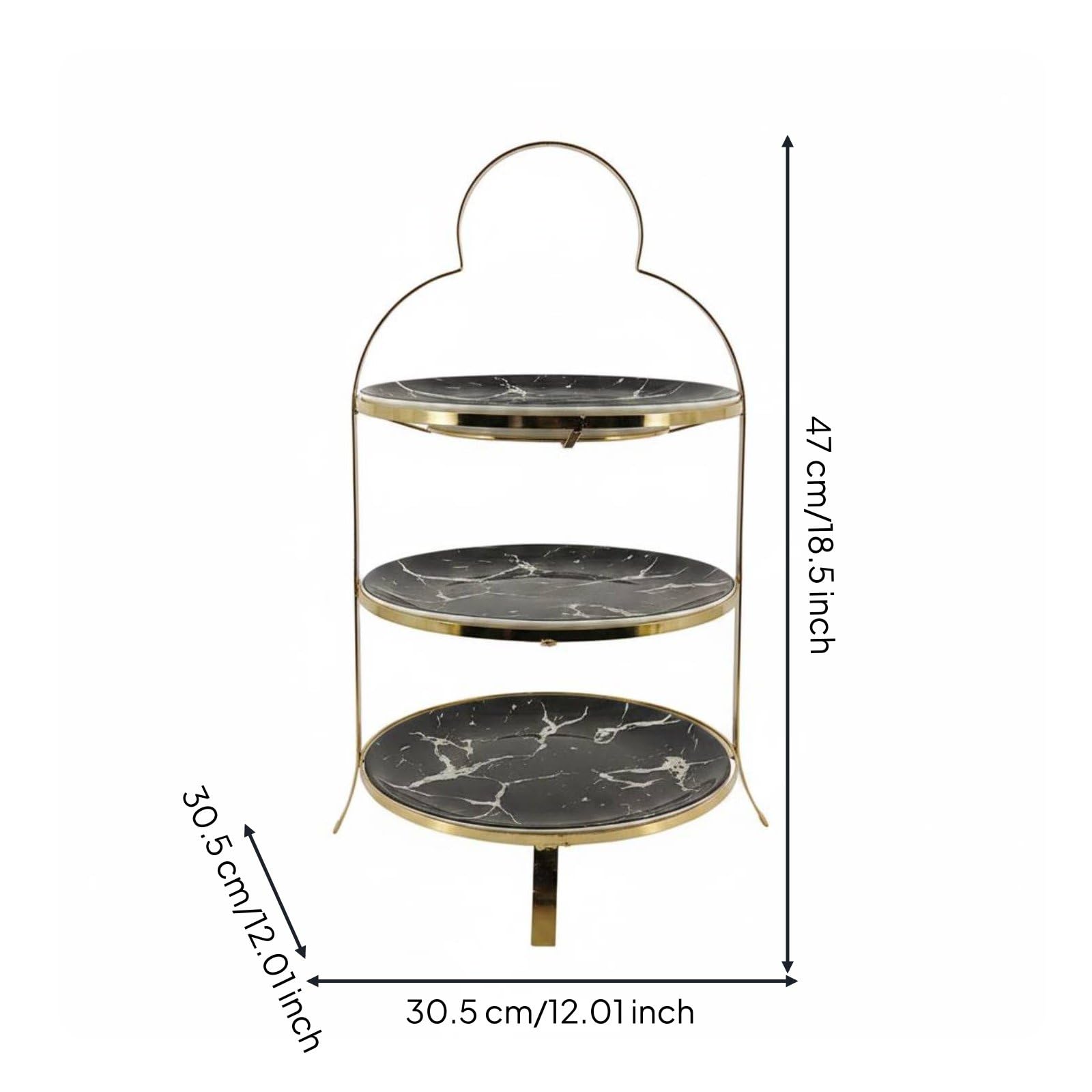 Alzata per Dolci Ceramica Espositore Dessert Vassoio Torta Piatto con Altezza a Livelli Aspetto Marmo Lavabile in Lavastoviglie Adatta per, L Black Dish