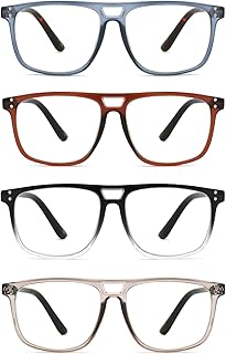 IVNUOYI 4 Pack Reading Glasses for Men Women,Blue Light Blocking Readers,Vintage Frame Eyeglasses with Spring Hinges +1.5