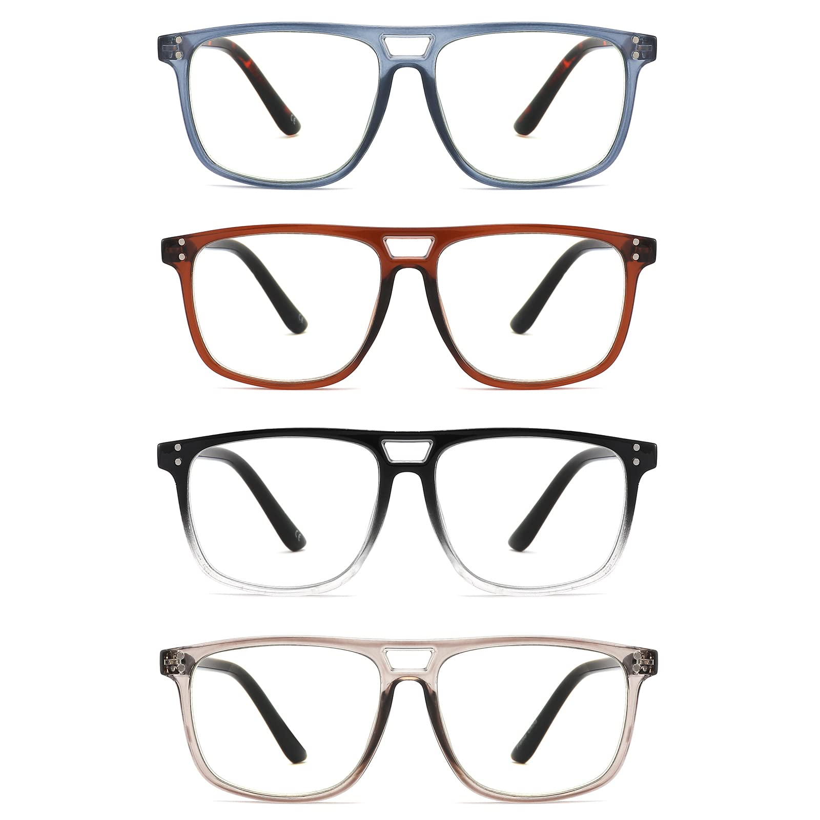 IVNUOYI 4 Pack Reading Glasses for Women Men,Blue Light Blocking Readers,Vintage Frame Eyeglasses with Spring Hinges