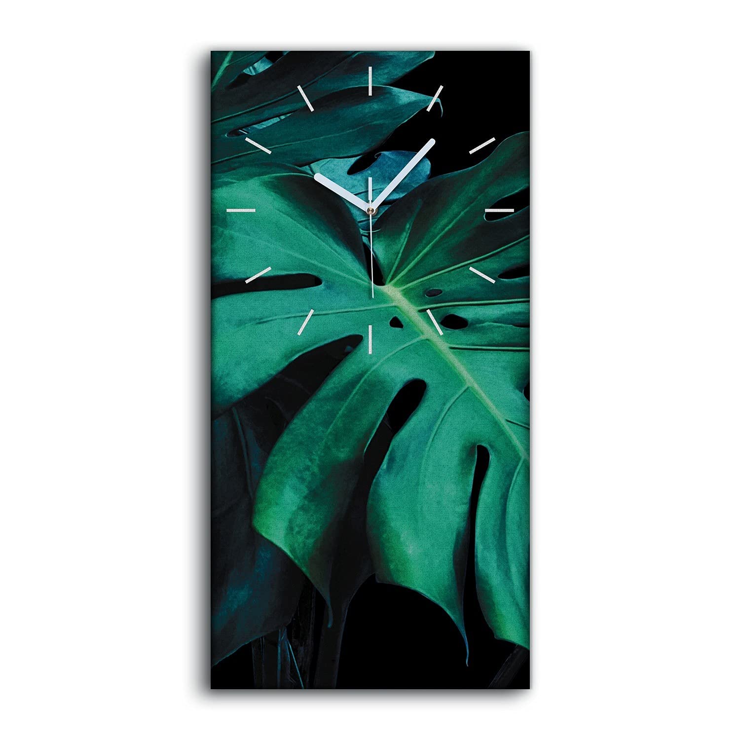 Horloge sur Toile Feuille de la Jungle pour Salon et Chambre