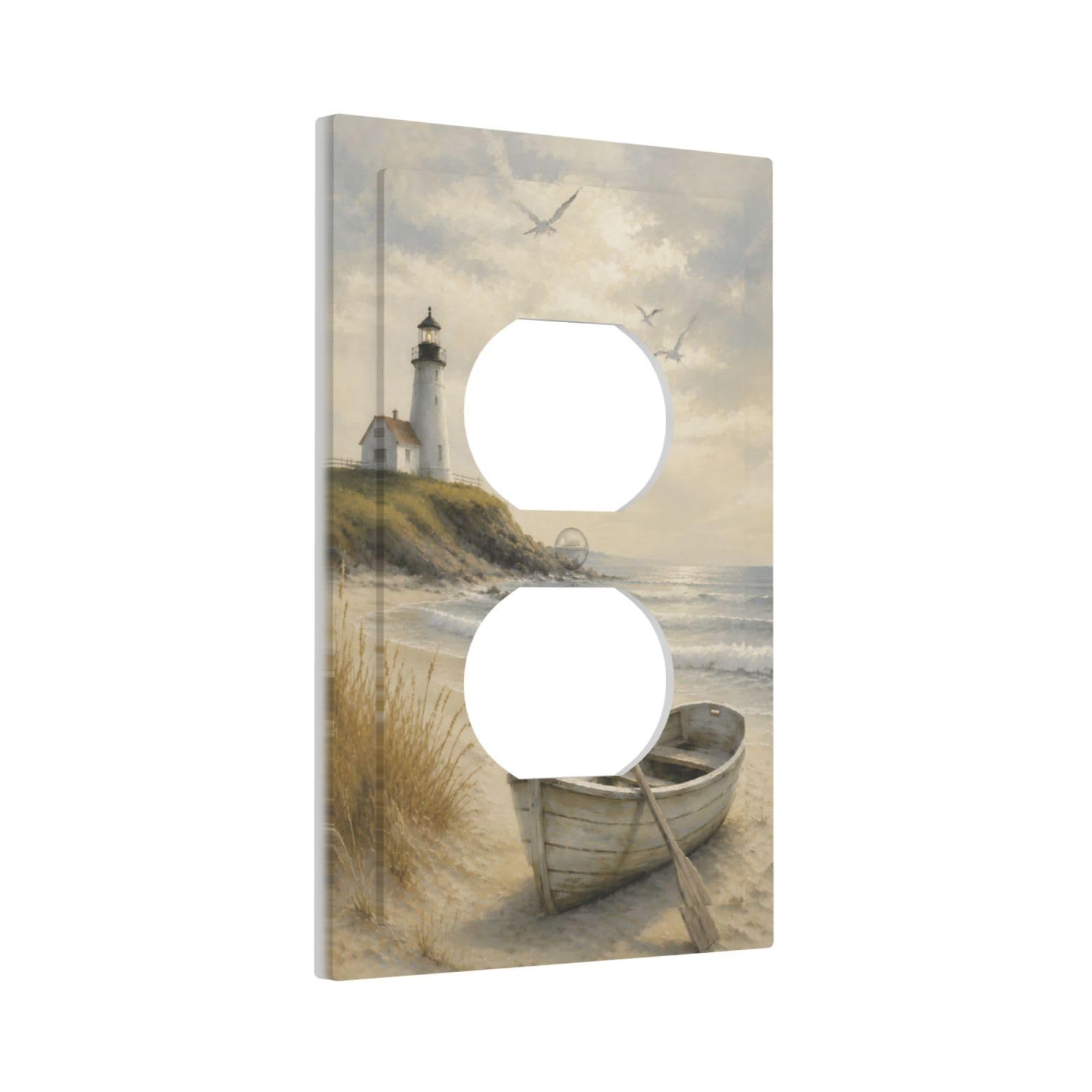 Thsanju Coastal Lighthouse Boat Single Toggle Wall Plate Decorative Outlet Covers Nautical Beach Ocean 1 Gang Light Switch Cover Electrical Switchplate Faceplate For Bathroom Kitchen Home Decor