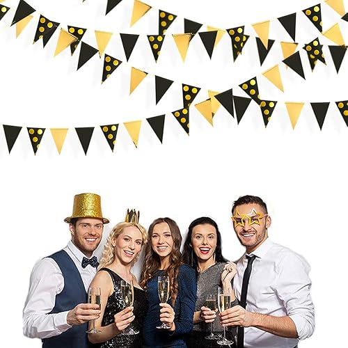 Miniatura 4 de Banderín de lunares de oro rosa de 30 pies, banderines de papel con diseño de lunares, triangular, banderines para bodas, baby shower, cumpleaños,