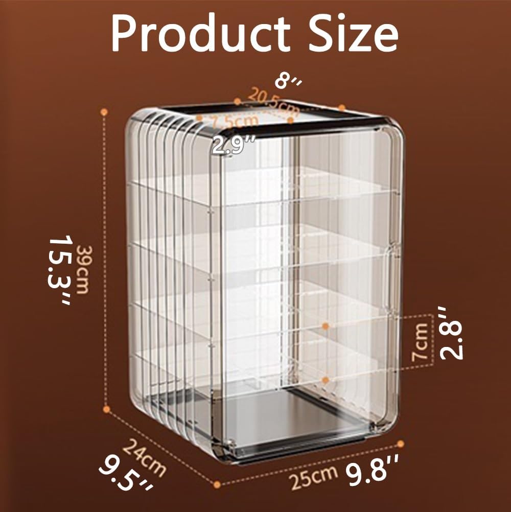 Adjustable Food Prep Trays Holder - 5-Layer Insulated Kitchen Storage Shelves for Countertops, Desks & Apartments (9.8''L x 9.5''W x 15.3''H) - Black Multifunctional nizer