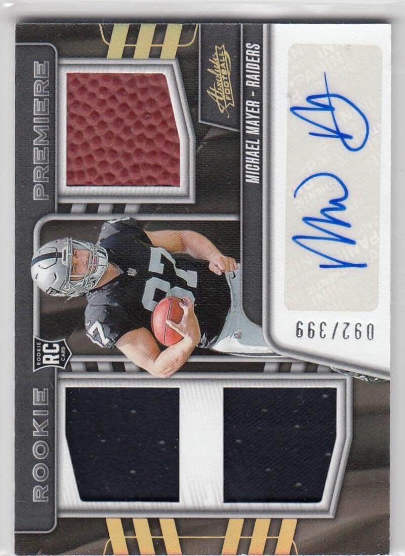 Football Trading Card 2023 Panini Absolute Rookie Premiere Materials Autos #213 Michael Mayer EX++ Excellent++ MEM Auto 92/399 LV Raiders