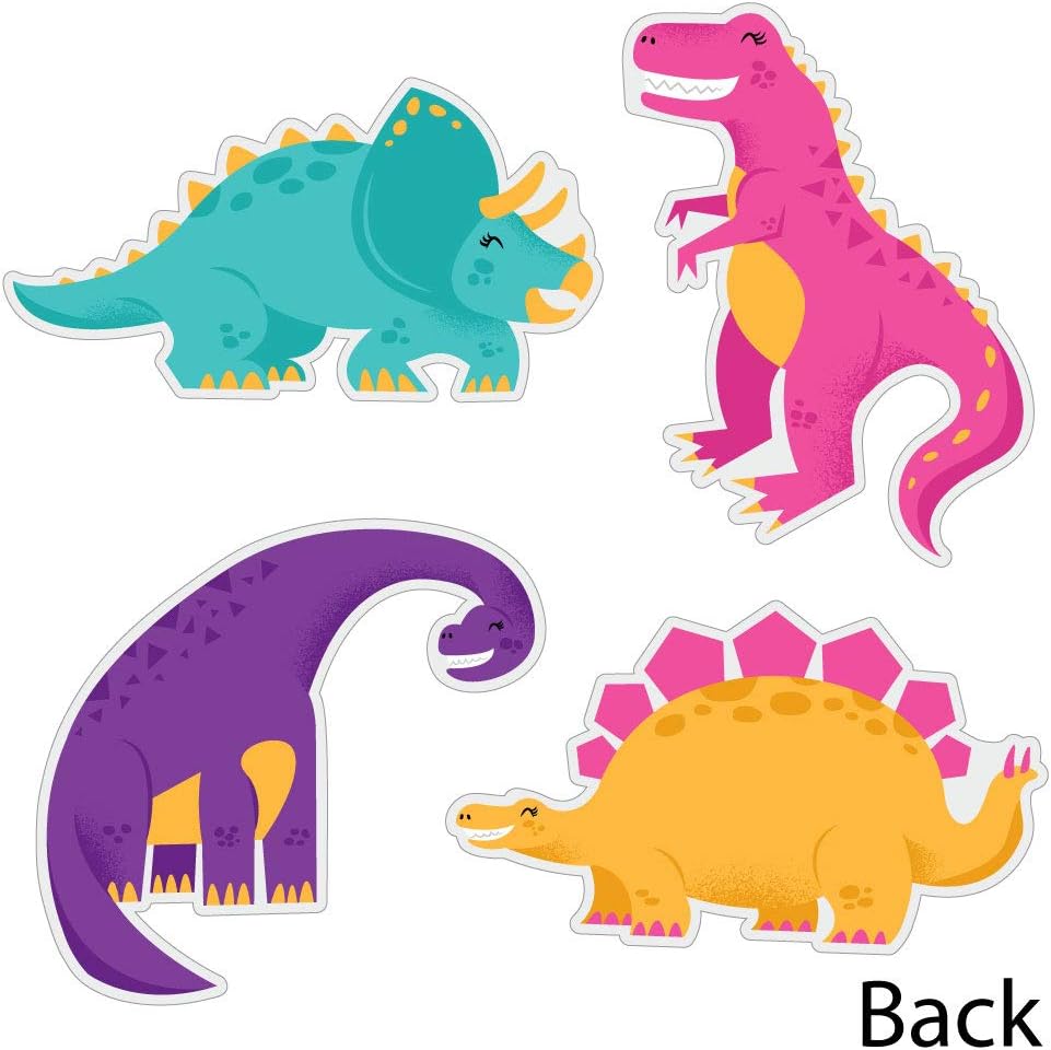 Big Dot of Happiness Roar Dinosaur Girl - T-Rex, Triceratops, Stegosaurus and Brontosaurus Decorations DIY Dino Mite Baby Shower or Birthday Party Essentials - Set of 20