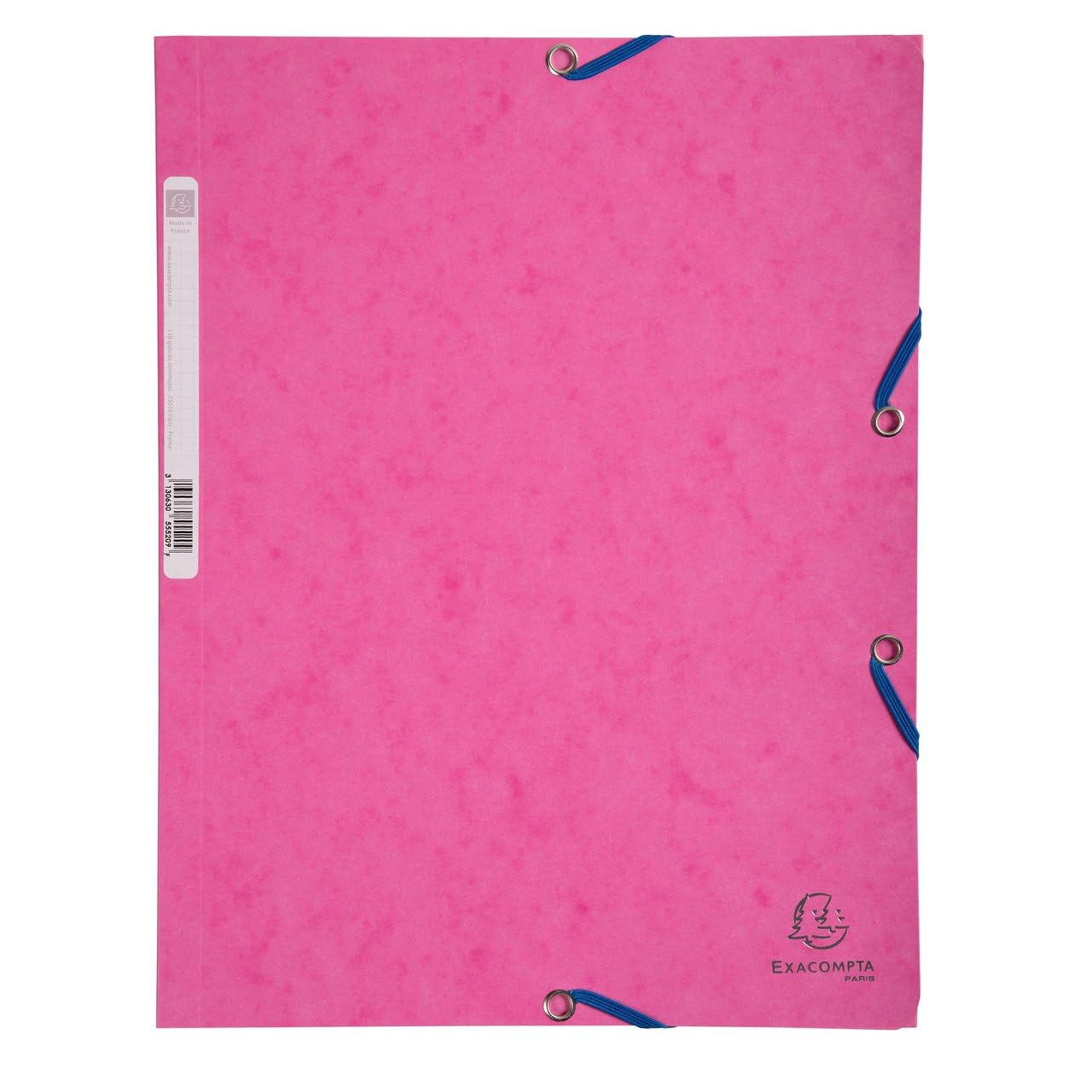 Exacompta - Réf. 55520SE - 1 chemise à élastiques - pochette 3 rabats - en carte lustrée 400 g/​m2 - dimensions 24 x 32 cm pour documents au format A4 - couleur rose