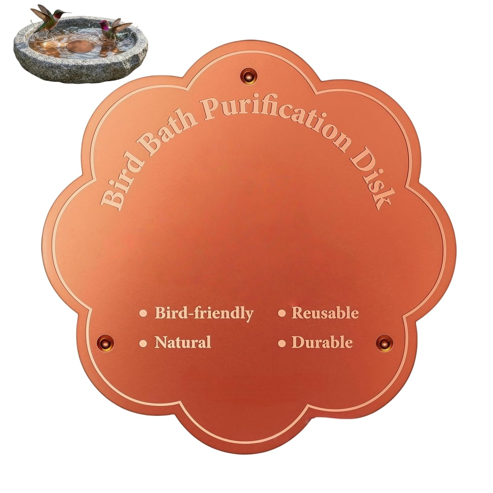 Bird Bath Copper Disk, 99.99% Pure Copper Plate for Bird Baths & Bird Feeders, 0.6mm Self-Cleaning Purification Disc, Universal Fit for Heated/Solar Bird Bath, Bird-Friendly Choice, Save Time & Money